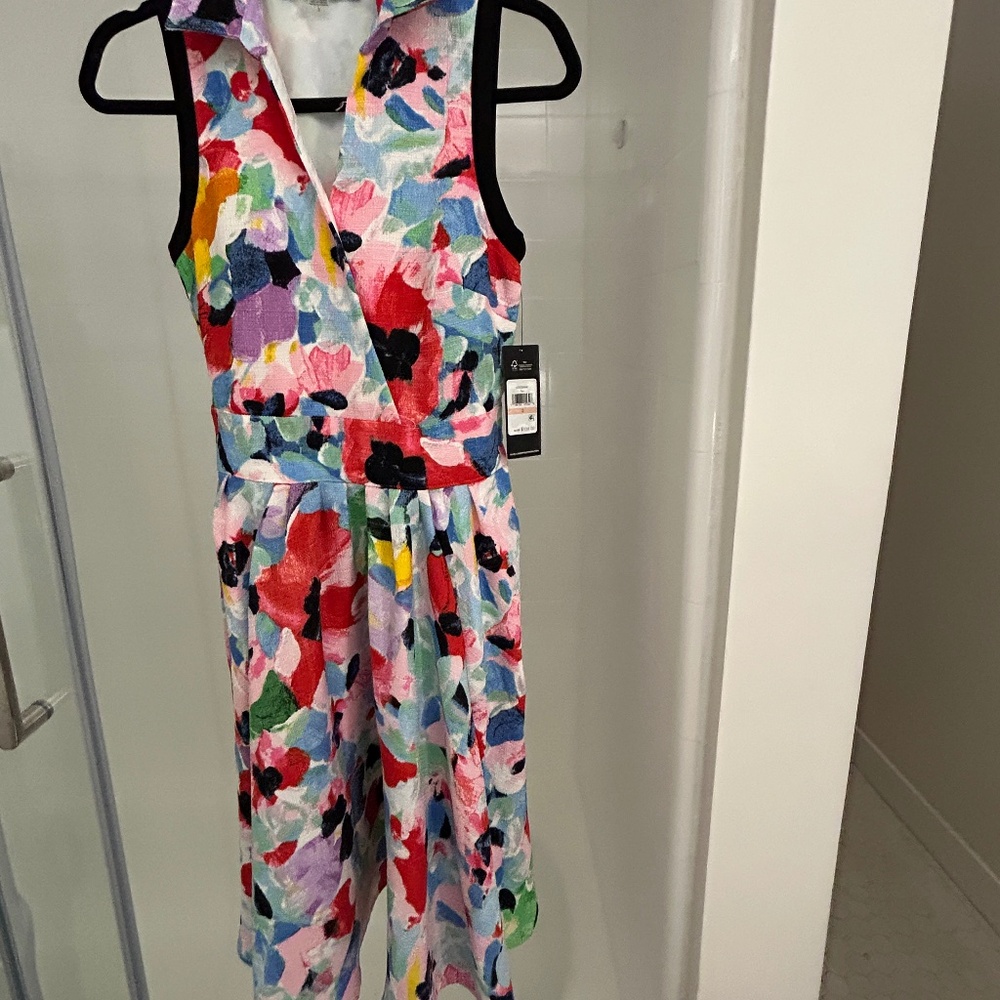 Karl Lagerfeld Paris Sleeveless Faux Wrap Midi Dress Office & Casual Size 2 NWT